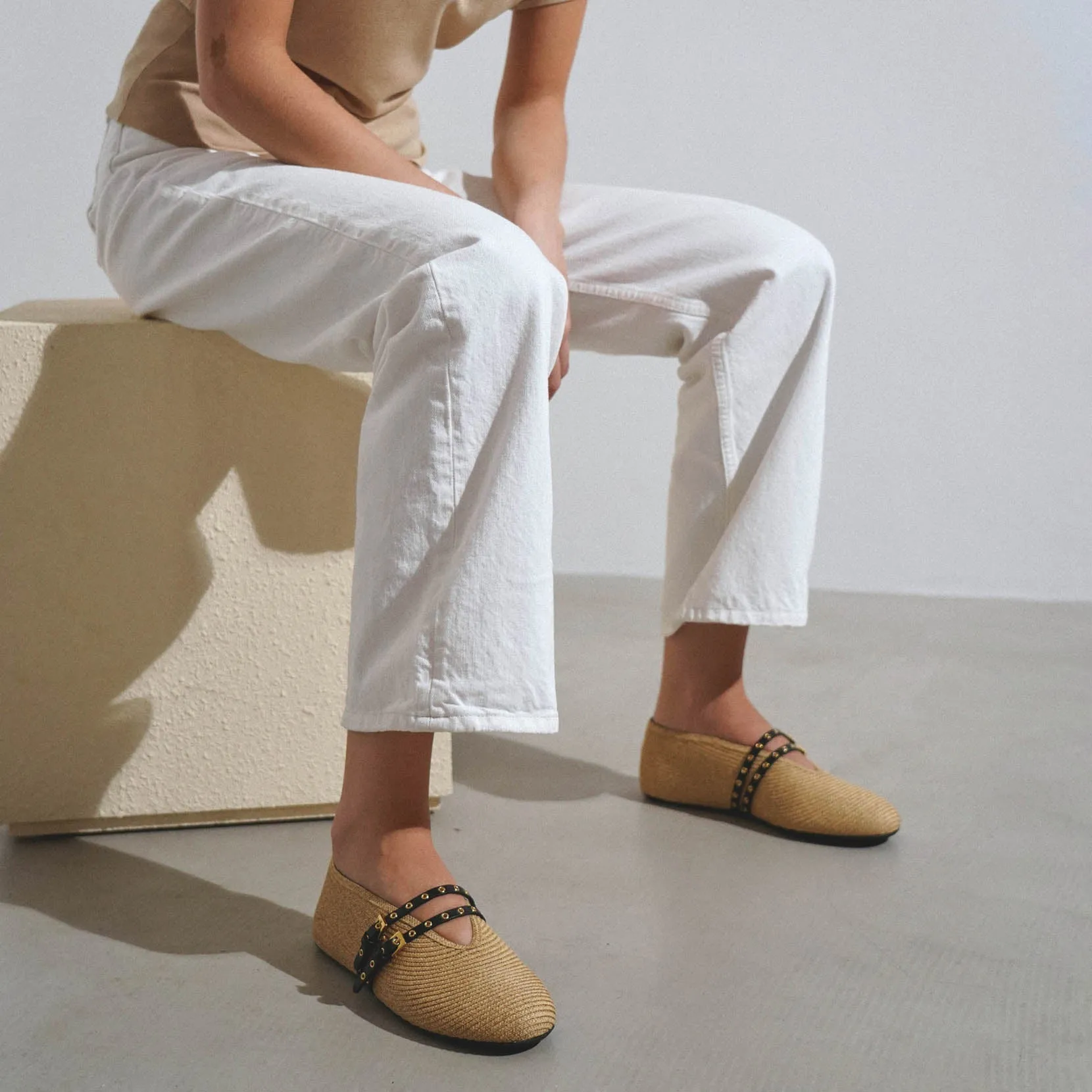 Raffia ballet flats