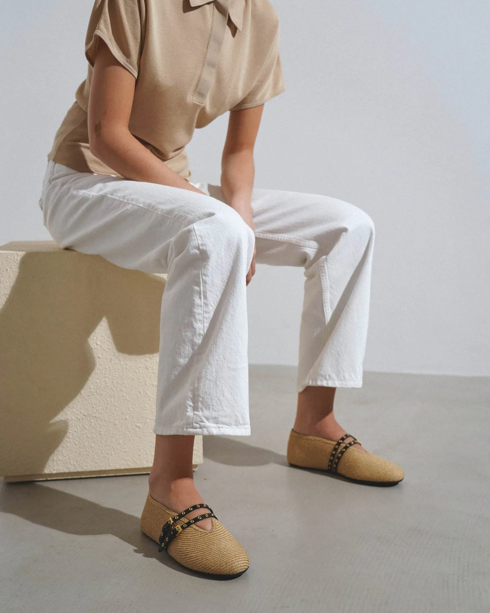 Raffia ballet flats