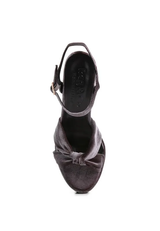 Rag & Co LIDDEL Velvet High Block Heeled Sandals