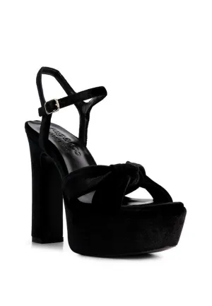 Rag & Co LIDDEL Velvet High Block Heeled Sandals