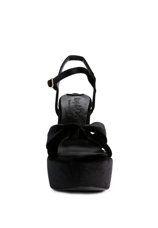 Rag & Co LIDDEL Velvet High Block Heeled Sandals
