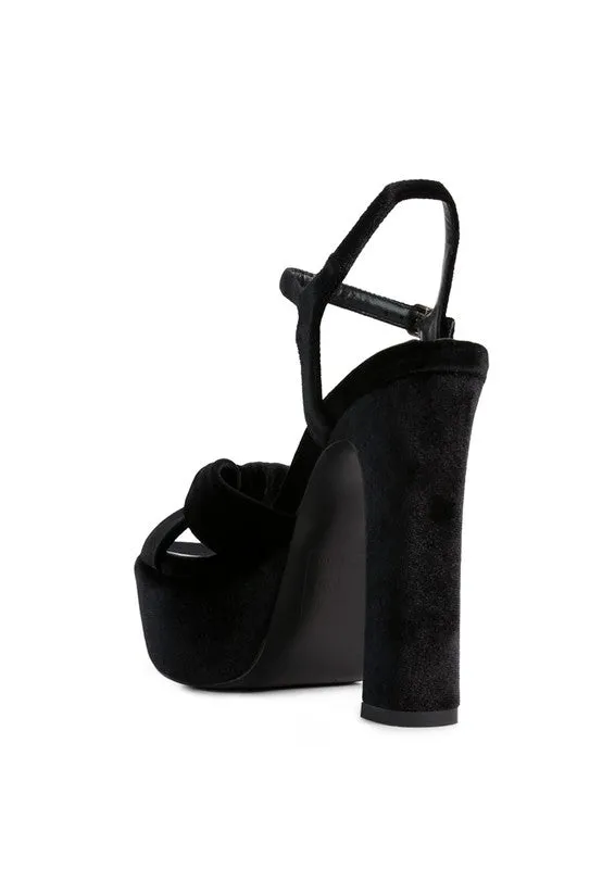Rag & Co LIDDEL Velvet High Block Heeled Sandals