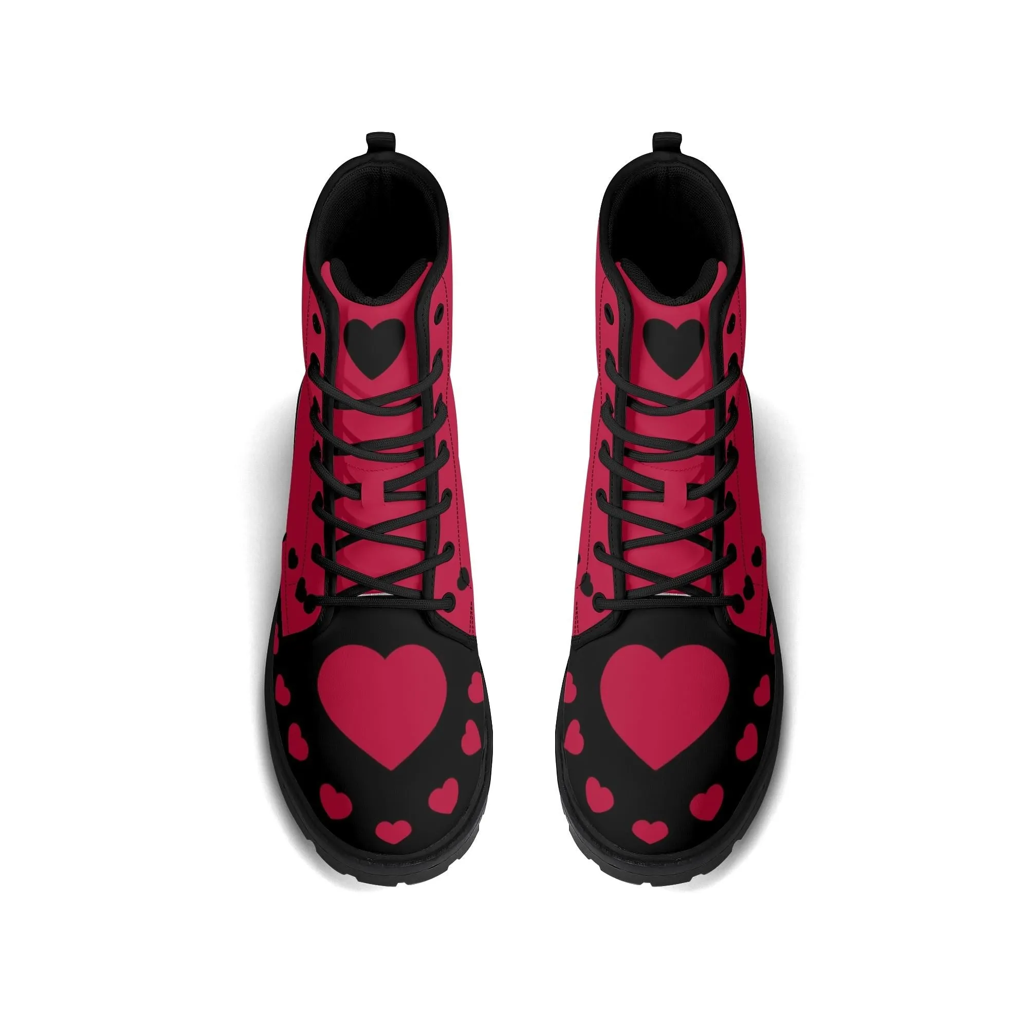 Red & Black Hearts Ankle Boots