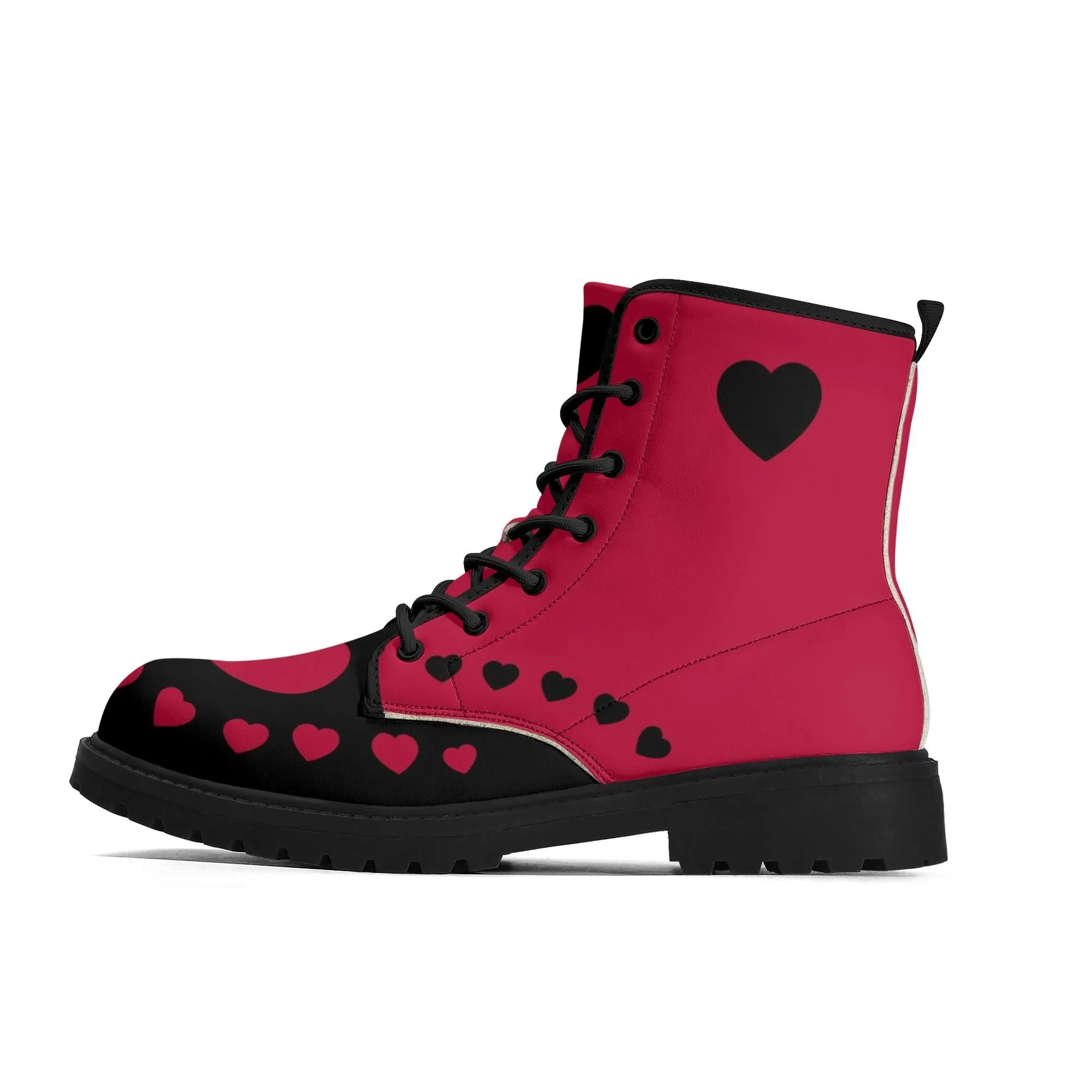 Red & Black Hearts Ankle Boots