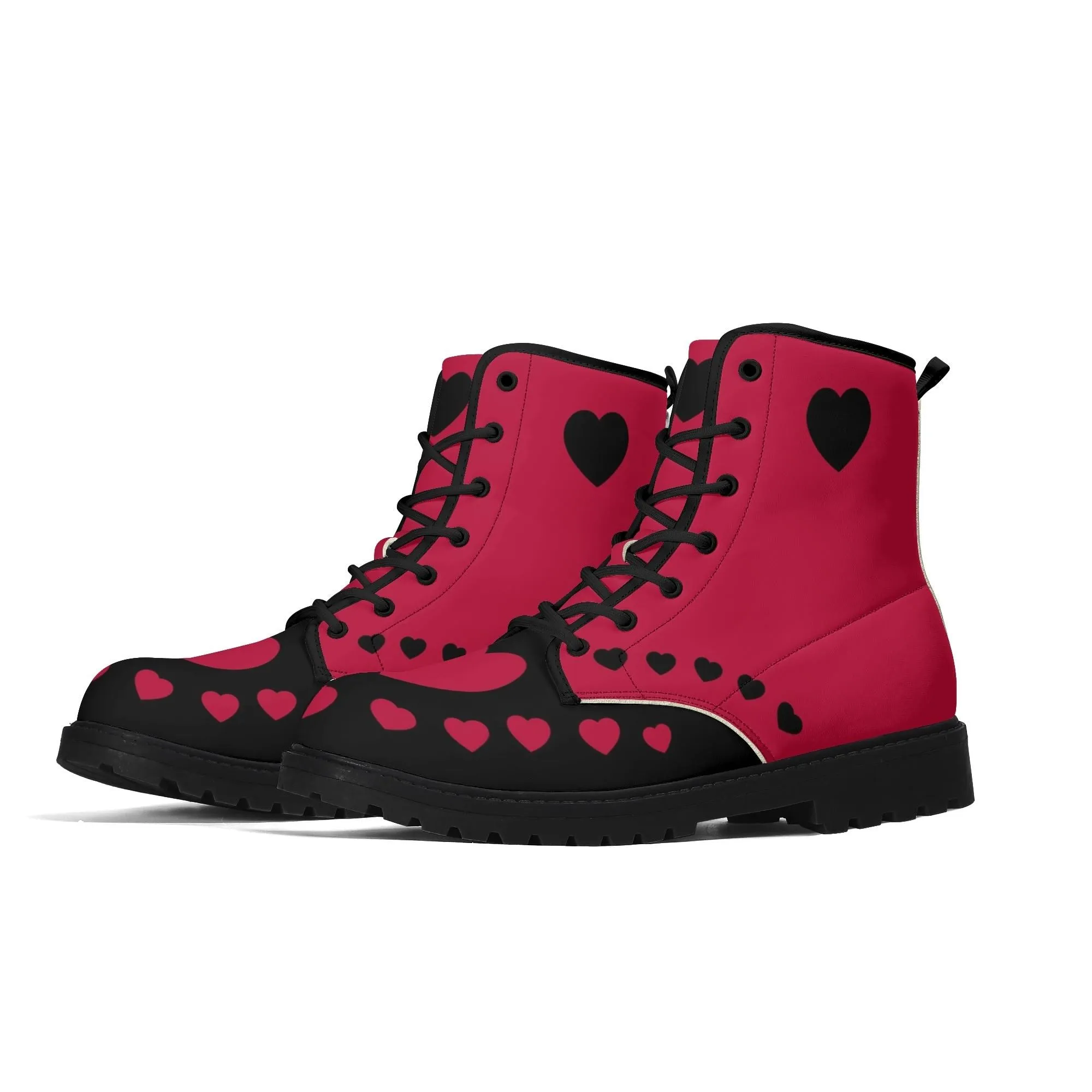 Red & Black Hearts Ankle Boots