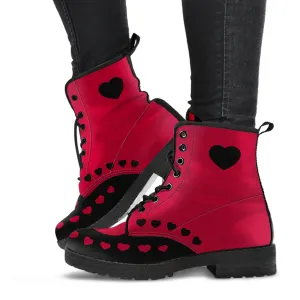 Red & Black Hearts Ankle Boots