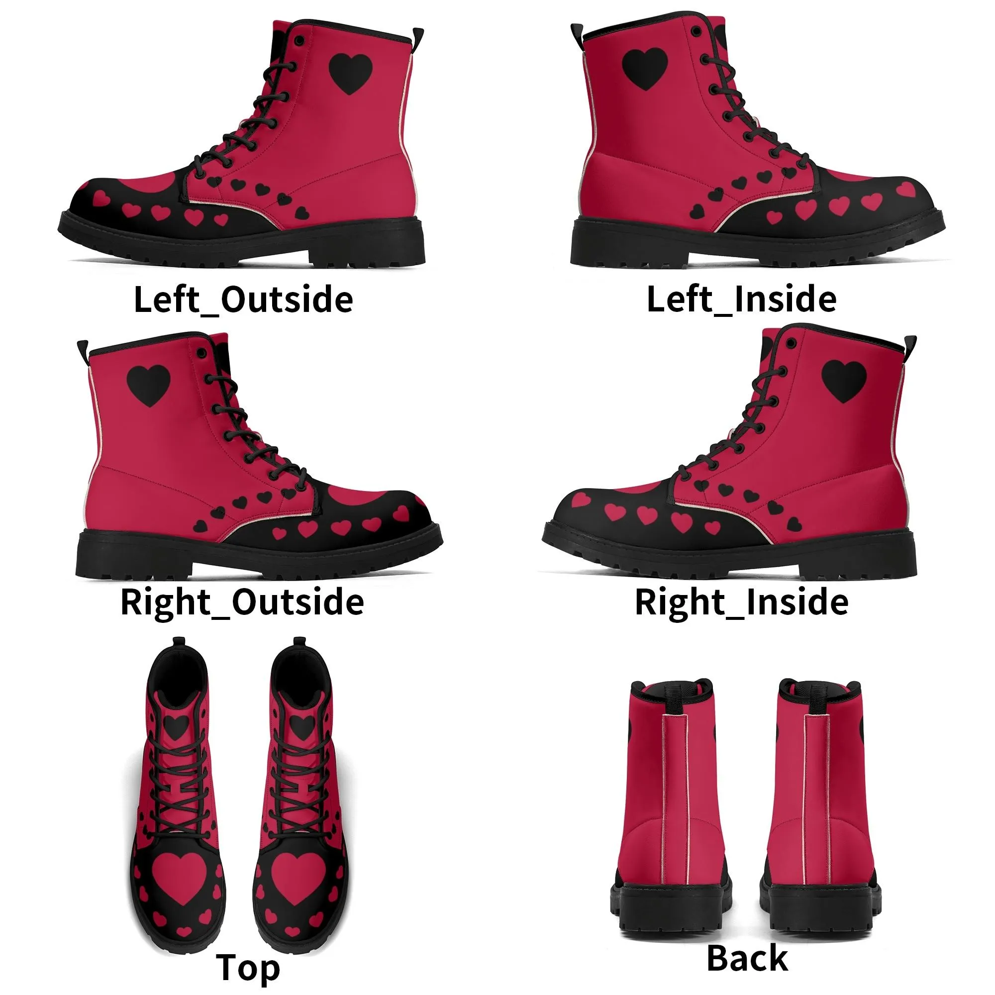 Red & Black Hearts Ankle Boots