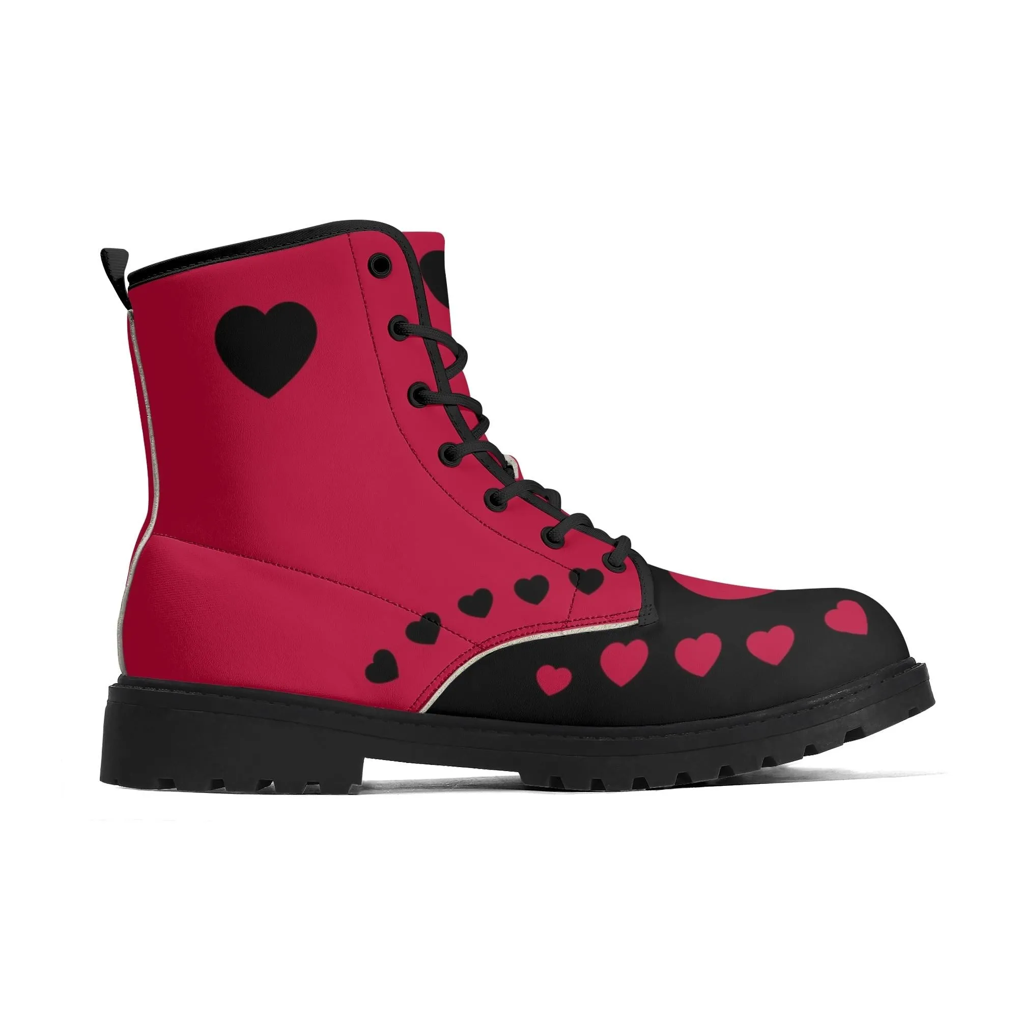Red & Black Hearts Ankle Boots
