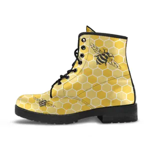 Retro Honey Bees Lace Up Ankle Boots