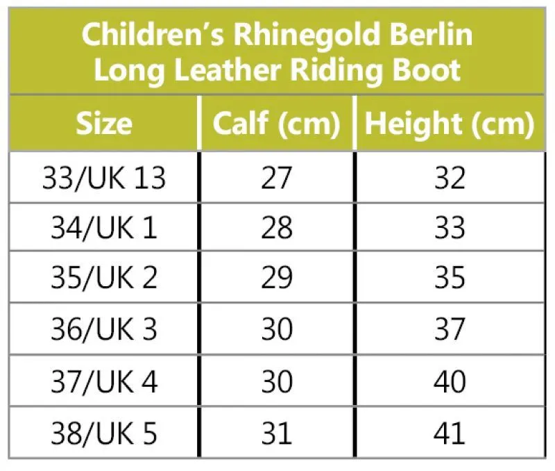 Rhinegold Childrens Berlin Long Leather Riding Boot