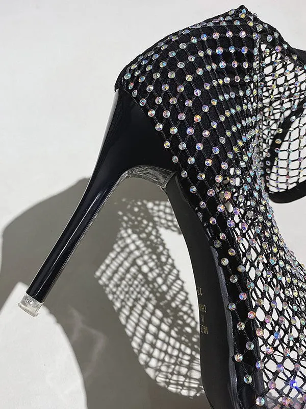 Rhinestone Mesh Heels