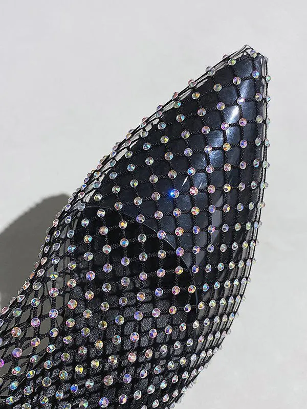 Rhinestone Mesh Heels