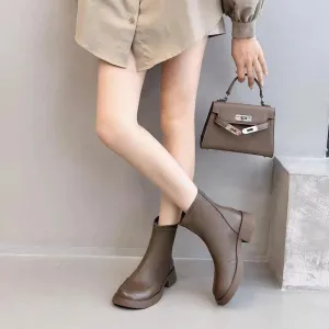 Round Toe Block Heels Boots