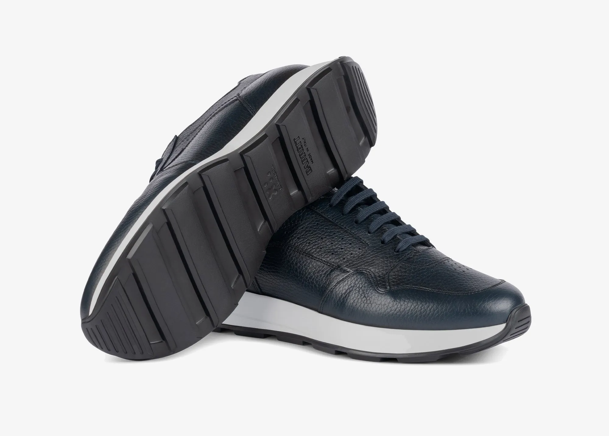 Running sneaker in pelle bottalata blu