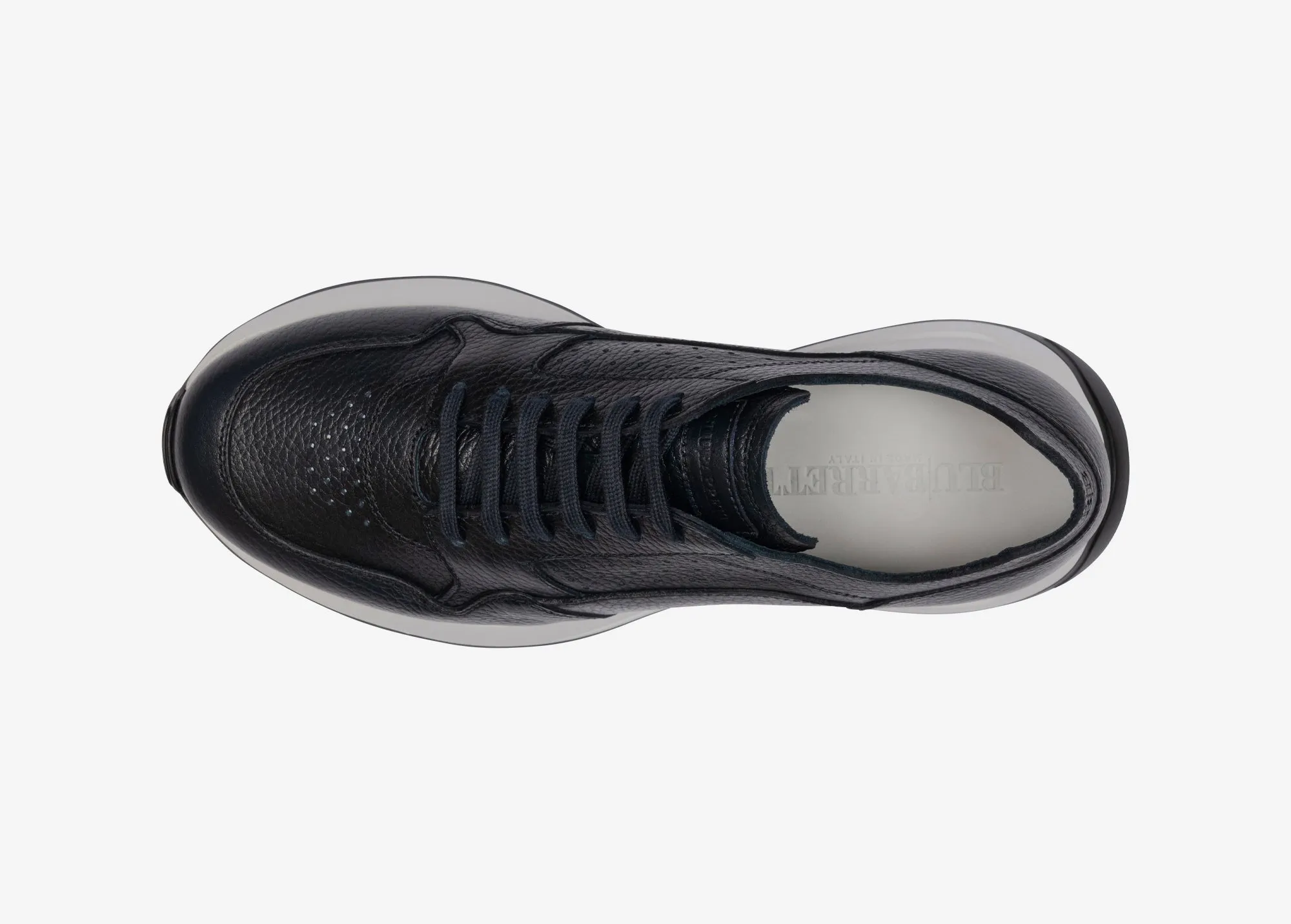 Running sneaker in pelle bottalata blu