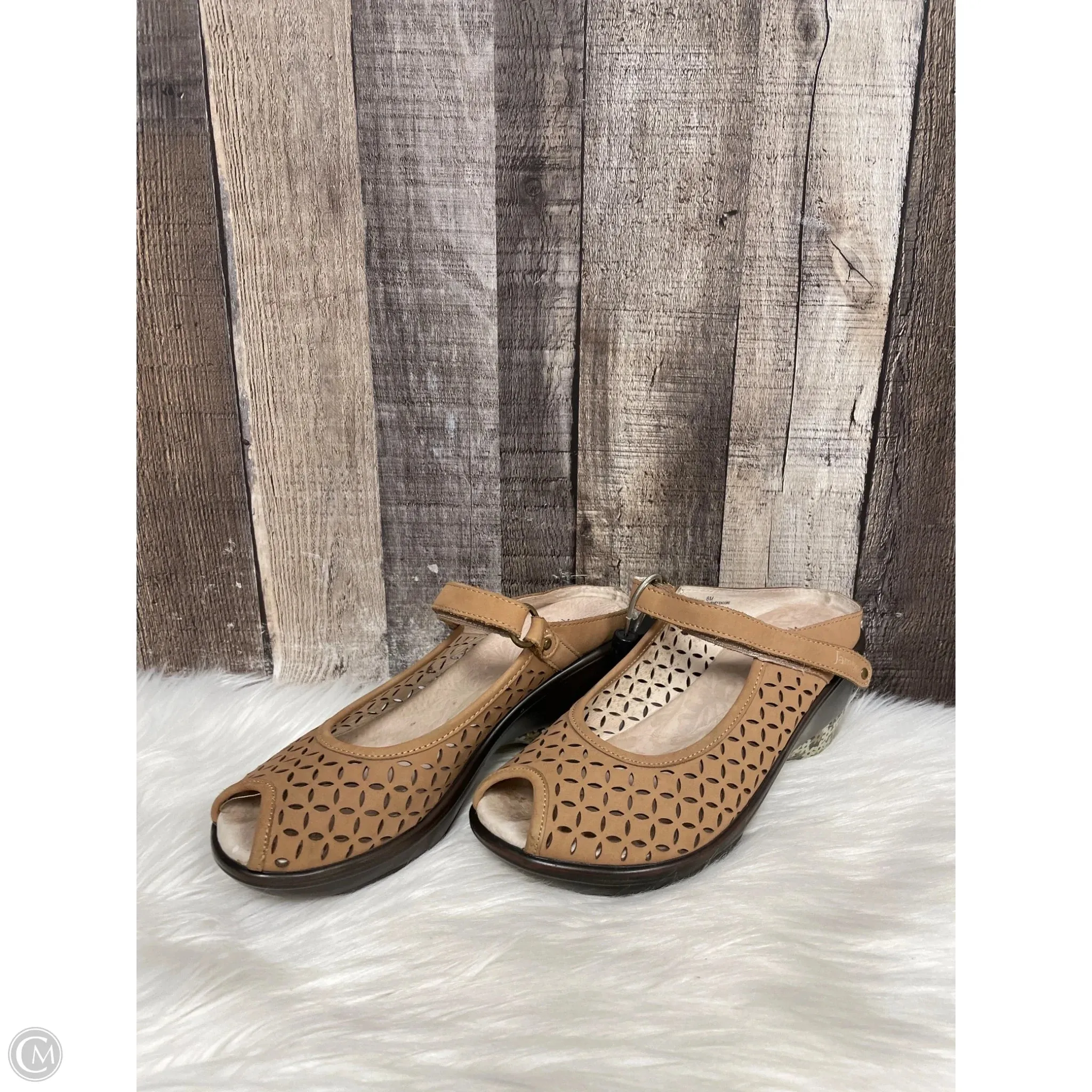 Sandals Heels Wedge By Jambu In Tan, Size: 8