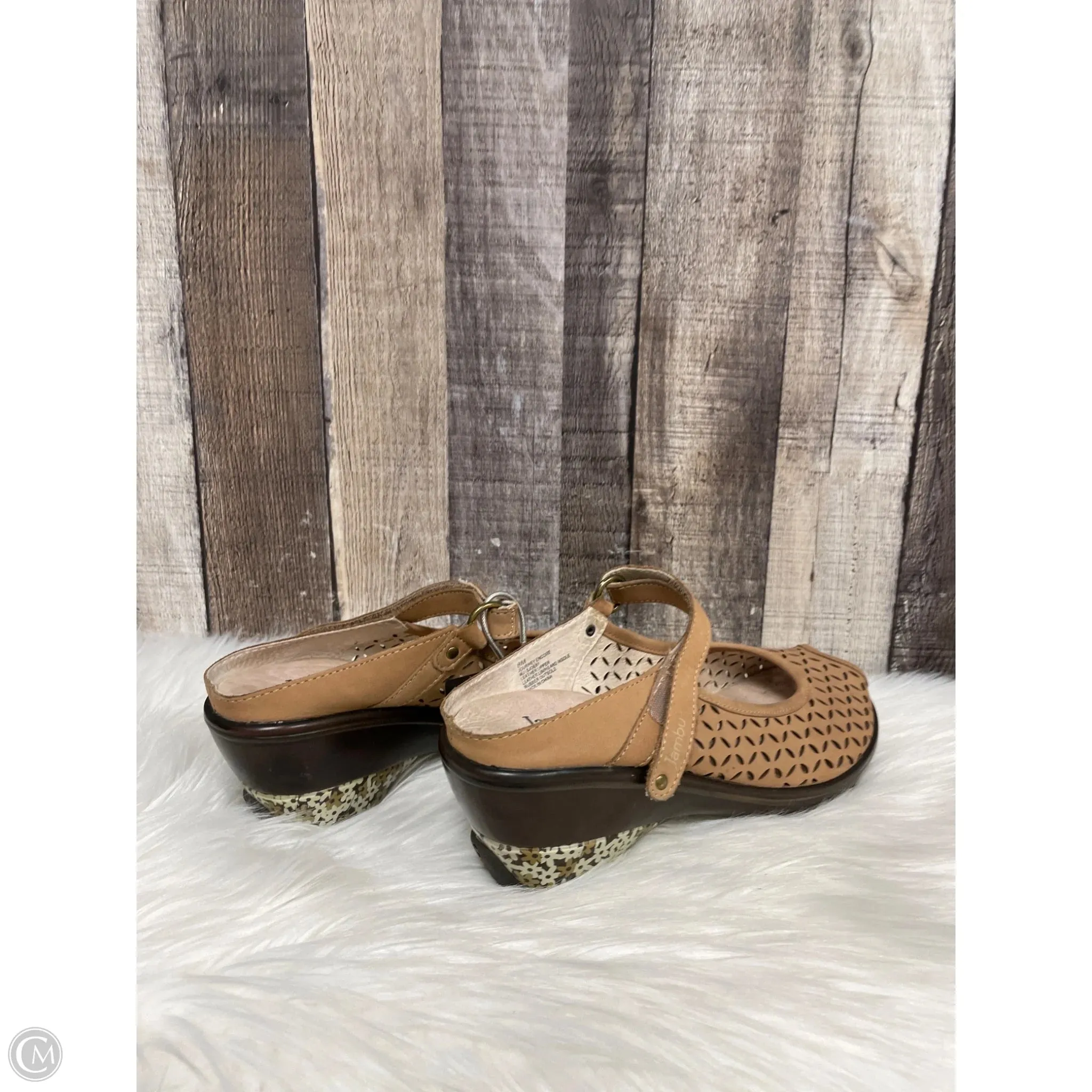 Sandals Heels Wedge By Jambu In Tan, Size: 8