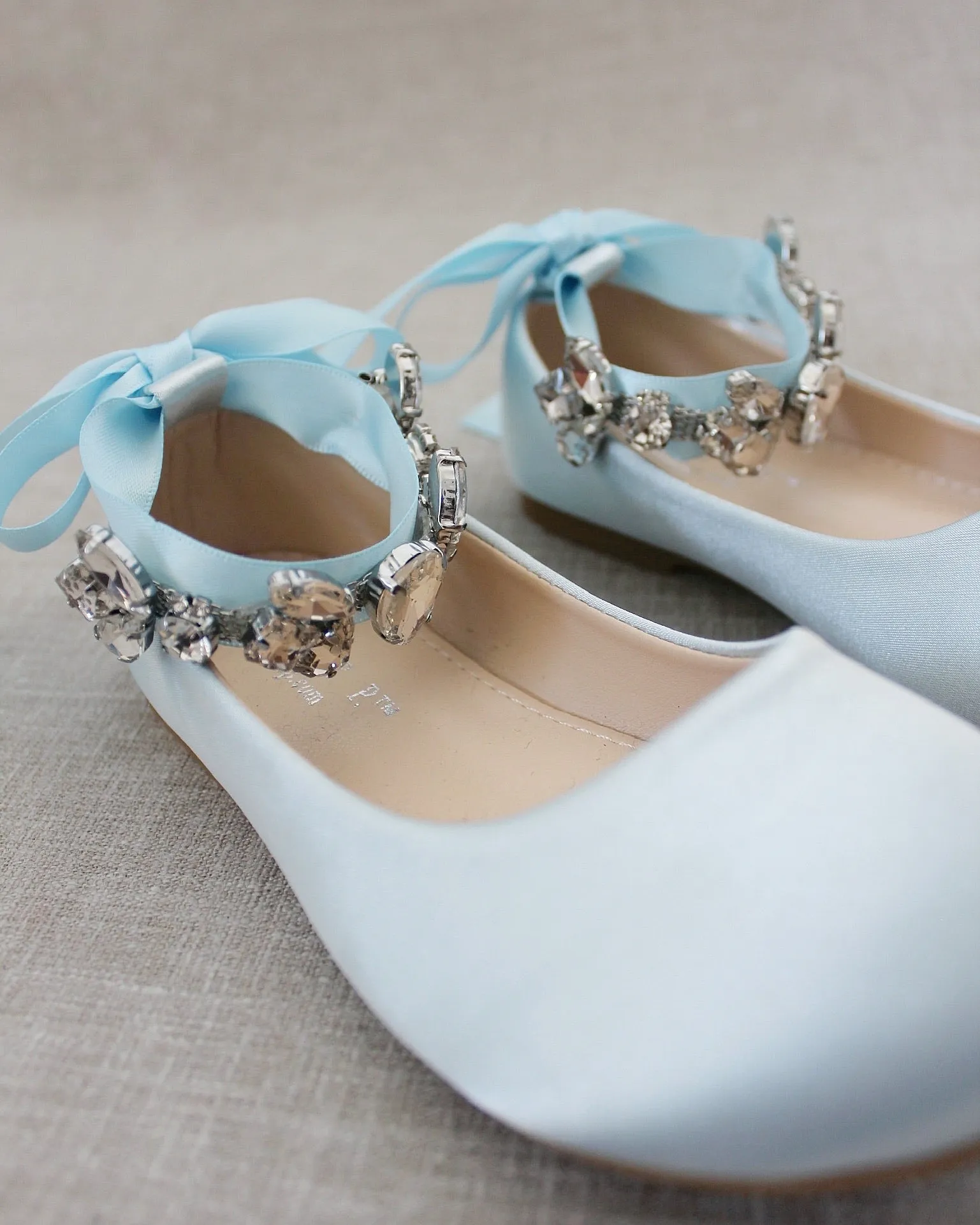 Satin Ballet Flats with Navette Cluster Rhinestones
