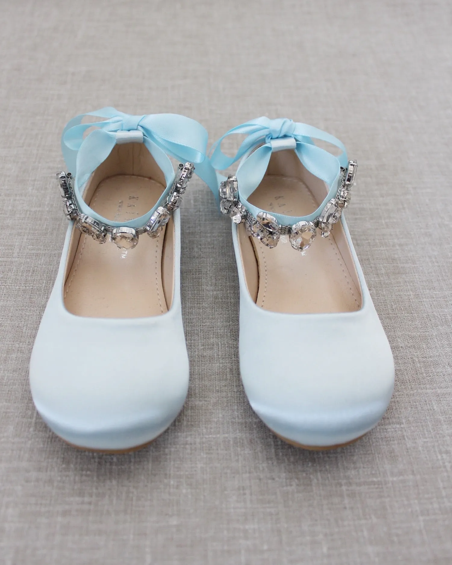 Satin Ballet Flats with Navette Cluster Rhinestones