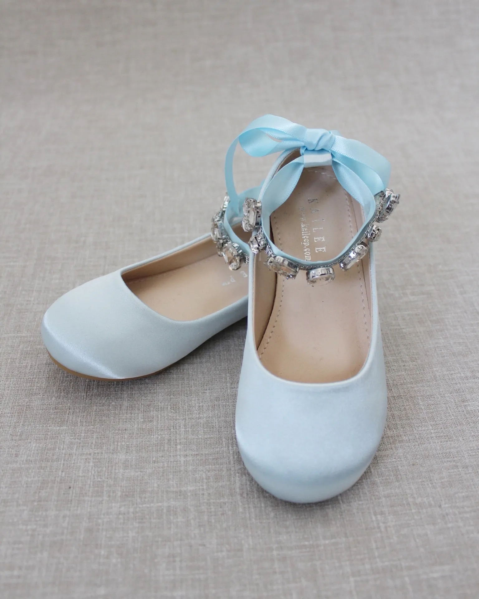 Satin Ballet Flats with Navette Cluster Rhinestones