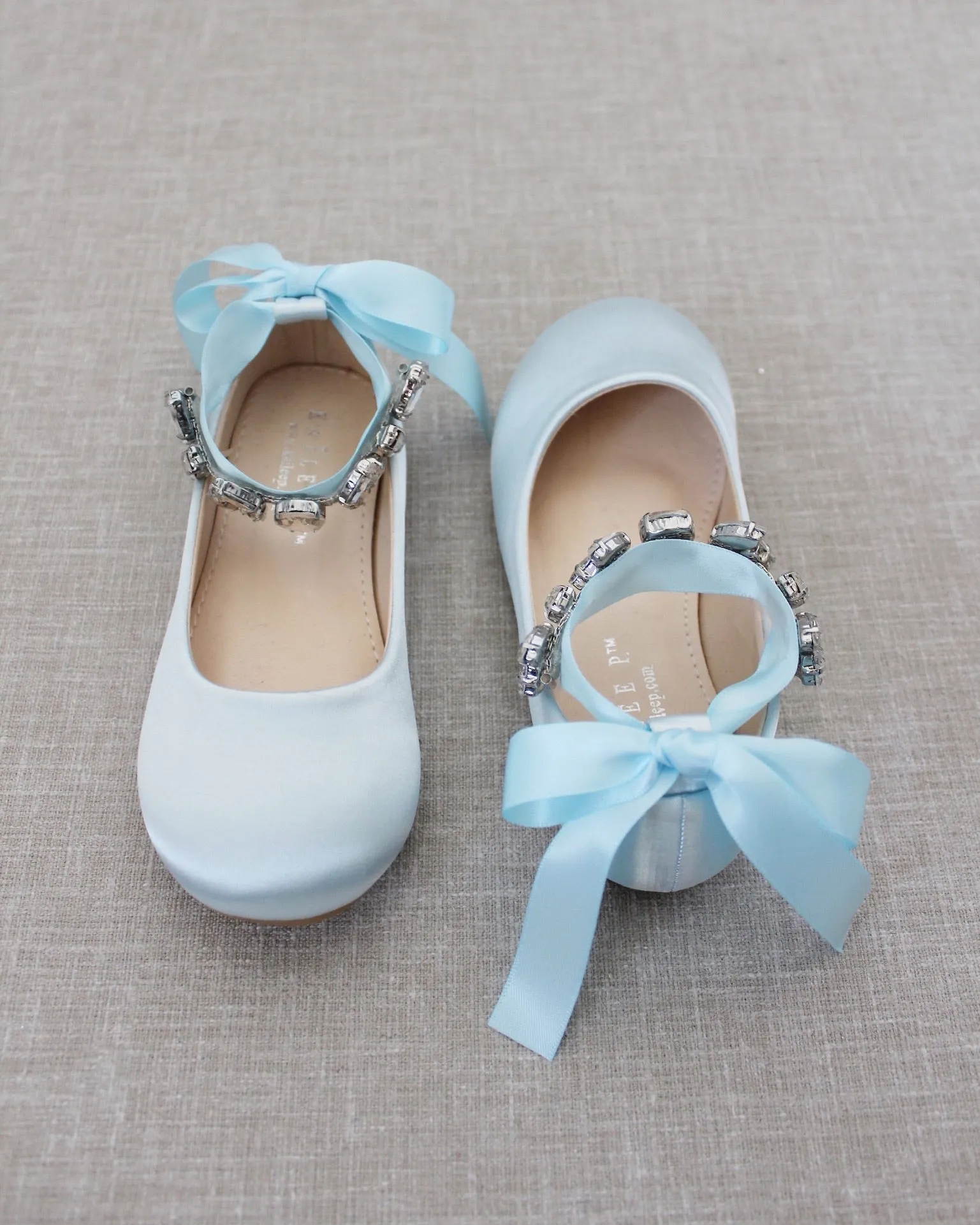 Satin Ballet Flats with Navette Cluster Rhinestones