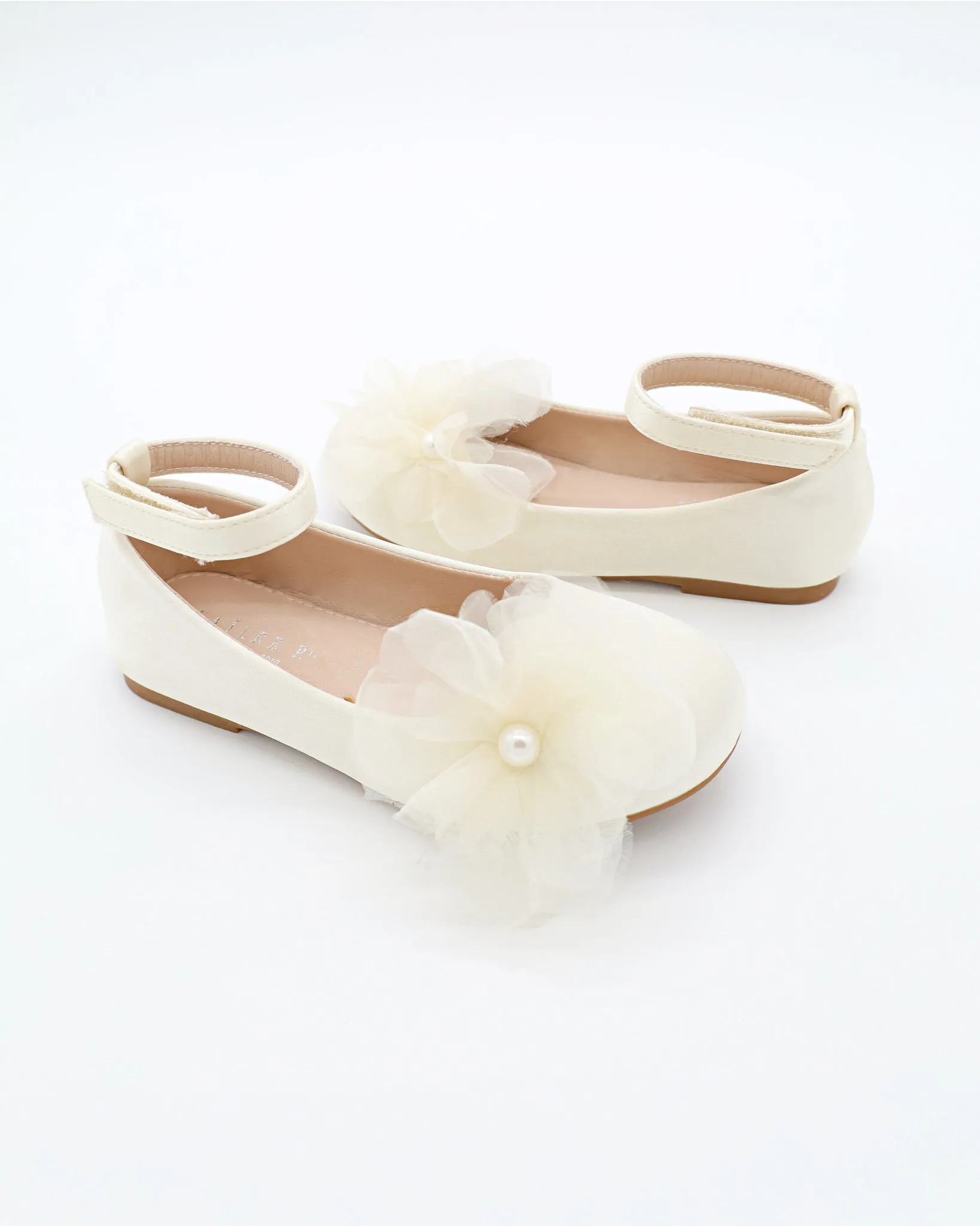 Satin Ballet Flats with Ophelia Flowers