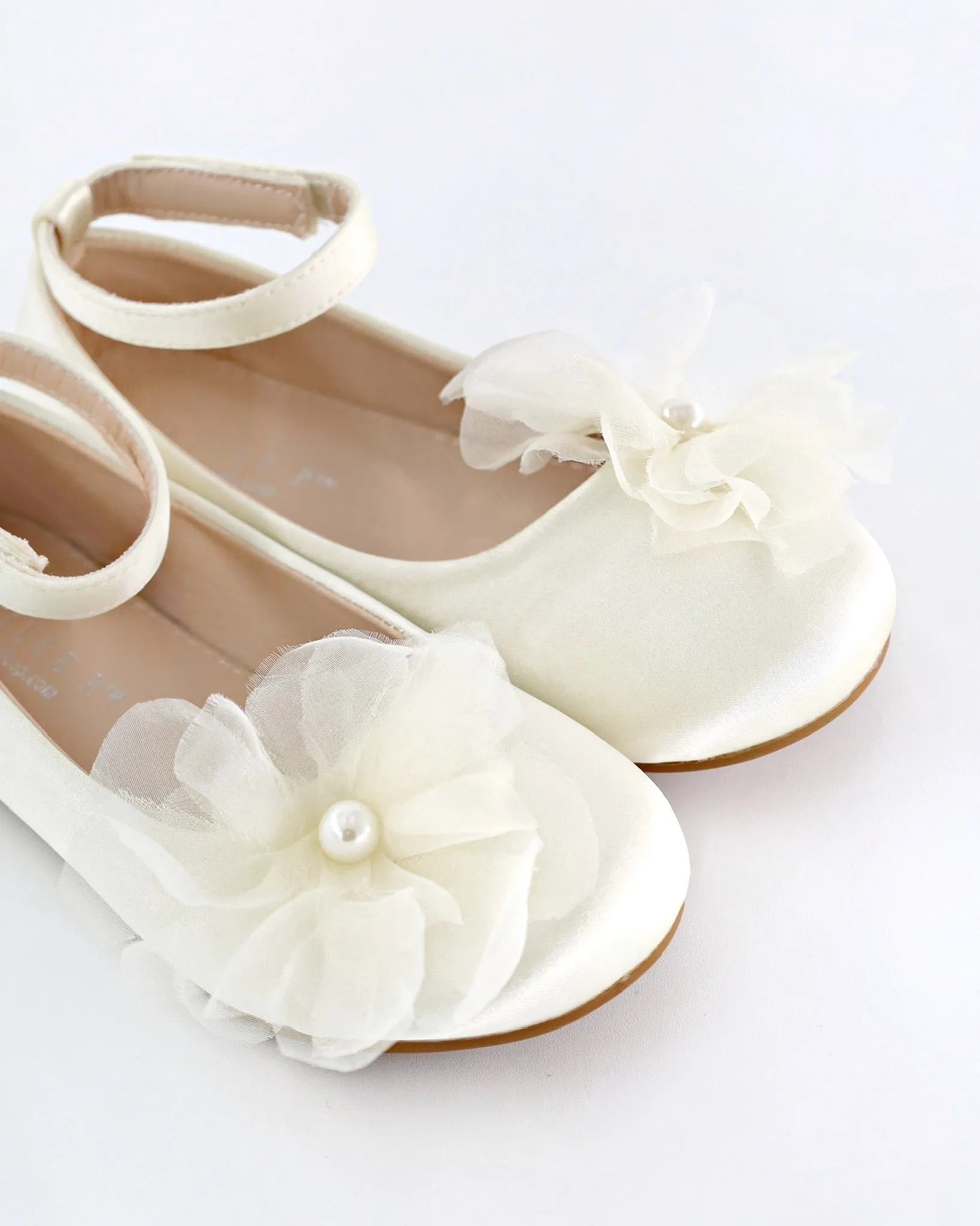 Satin Ballet Flats with Ophelia Flowers