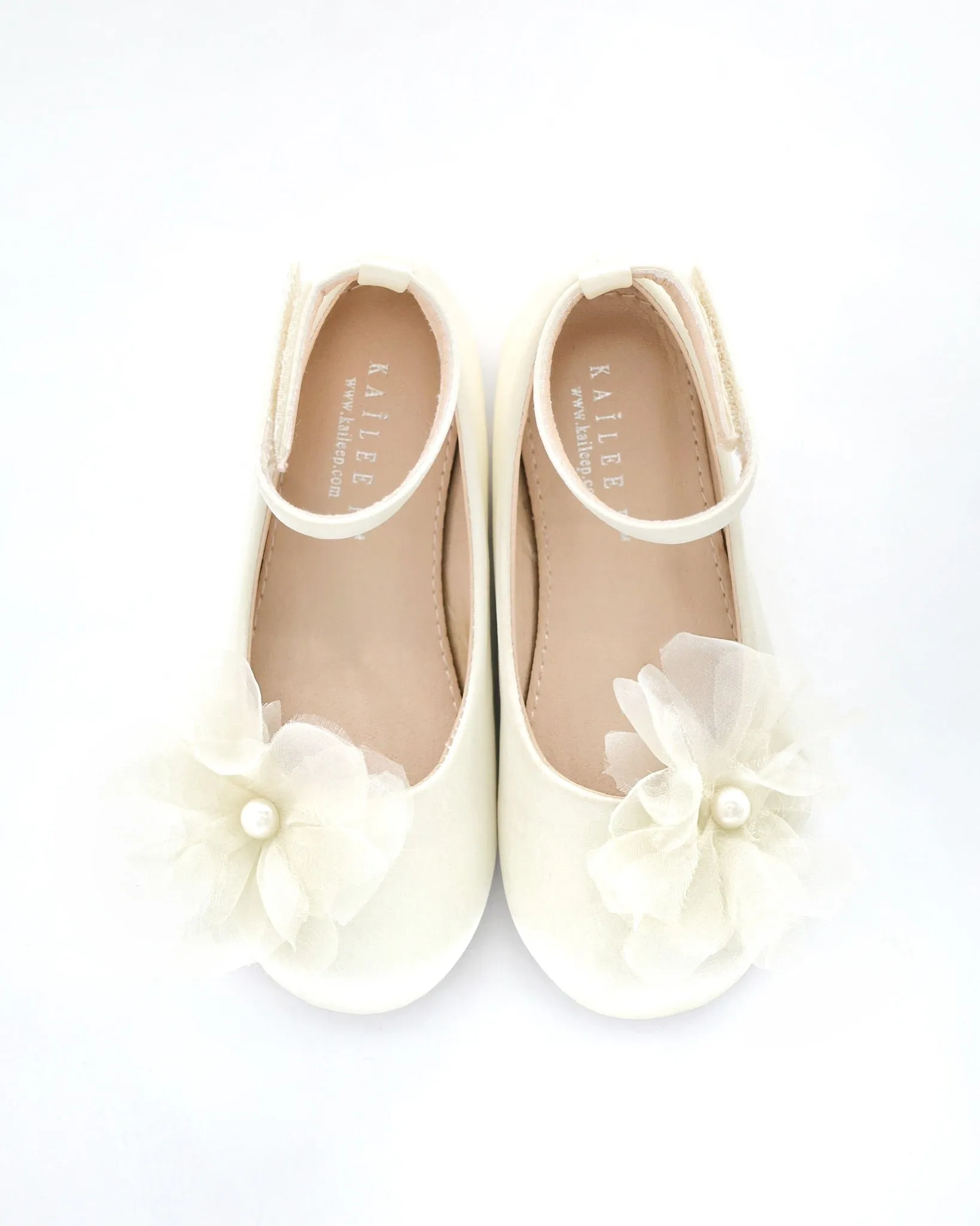 Satin Ballet Flats with Ophelia Flowers