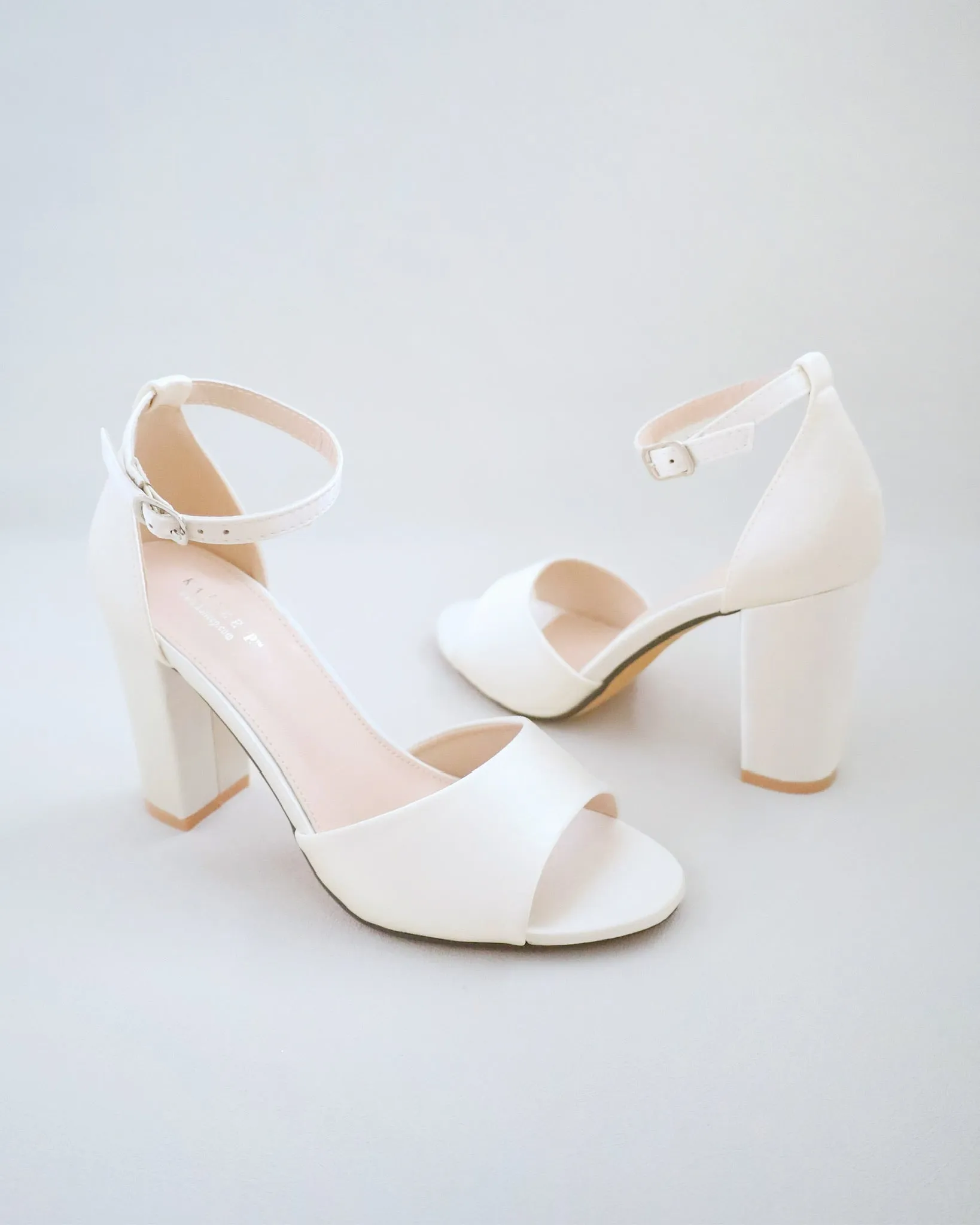 Satin Block Heel Wedding Sandals