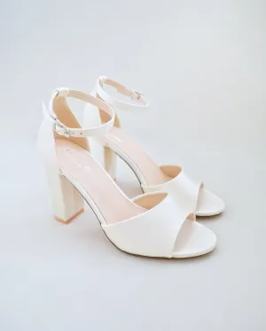 Satin Block Heel Wedding Sandals