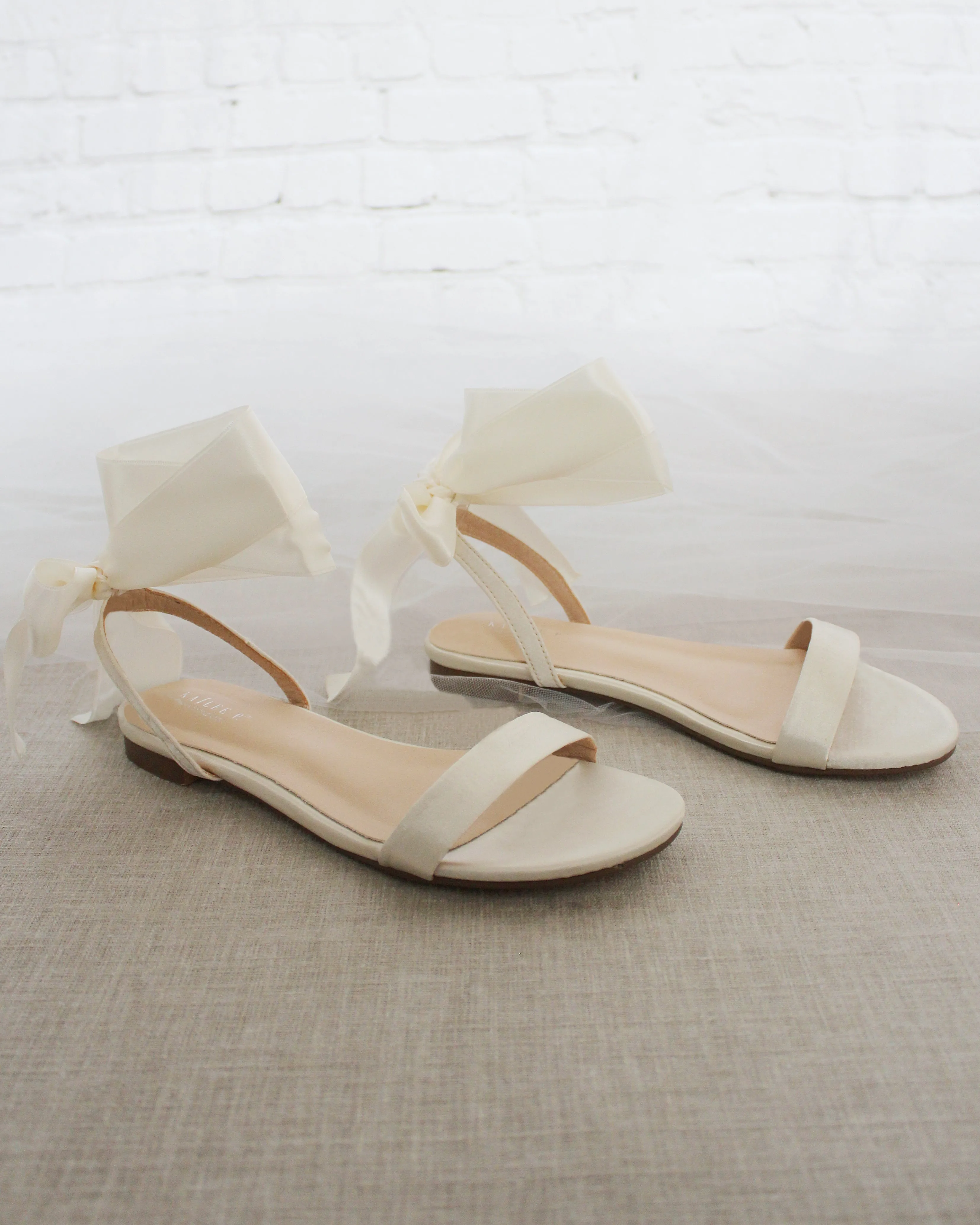 Satin Flat Sandal with Wrapped Satin Tie