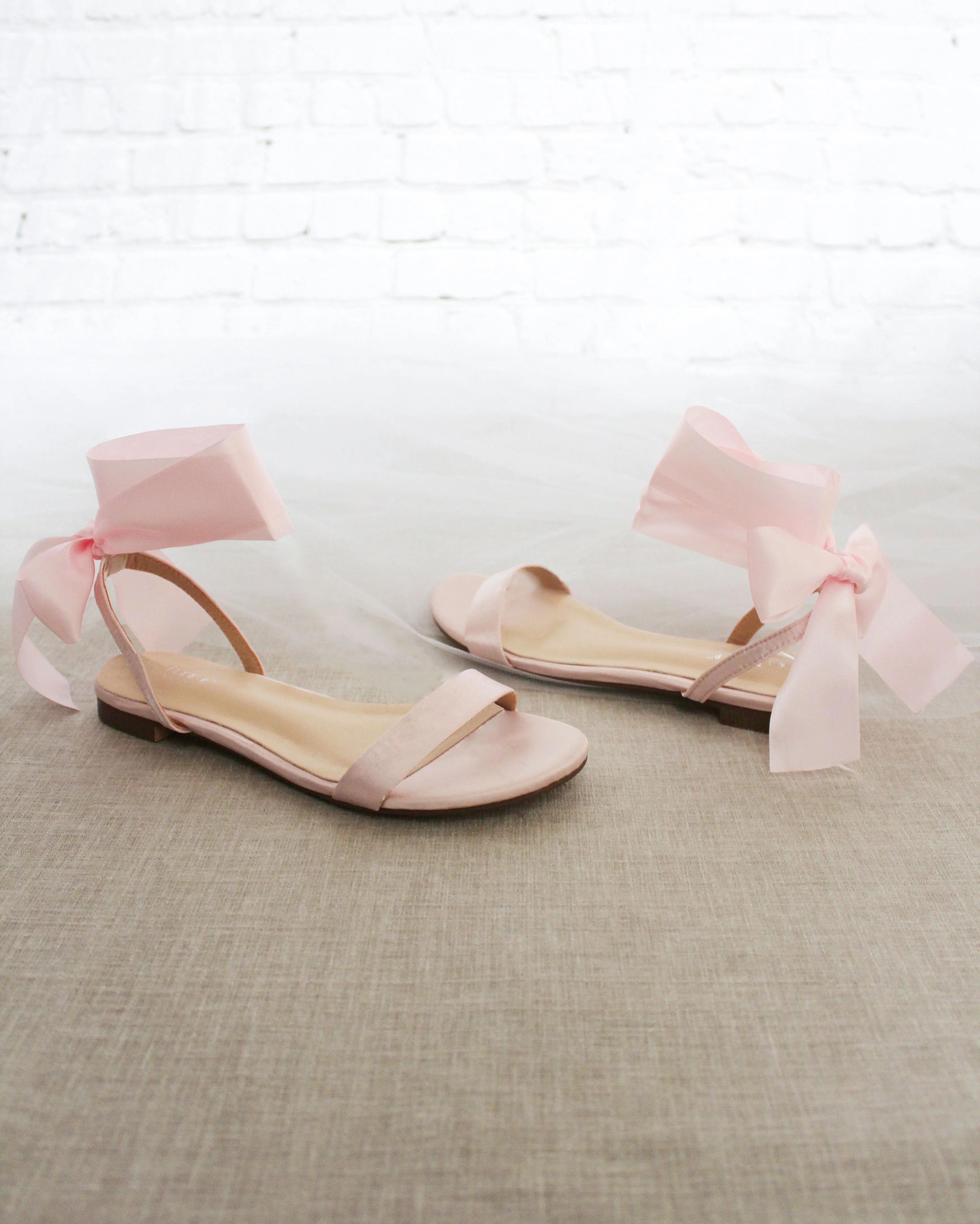 Satin Flat Sandal with Wrapped Satin Tie