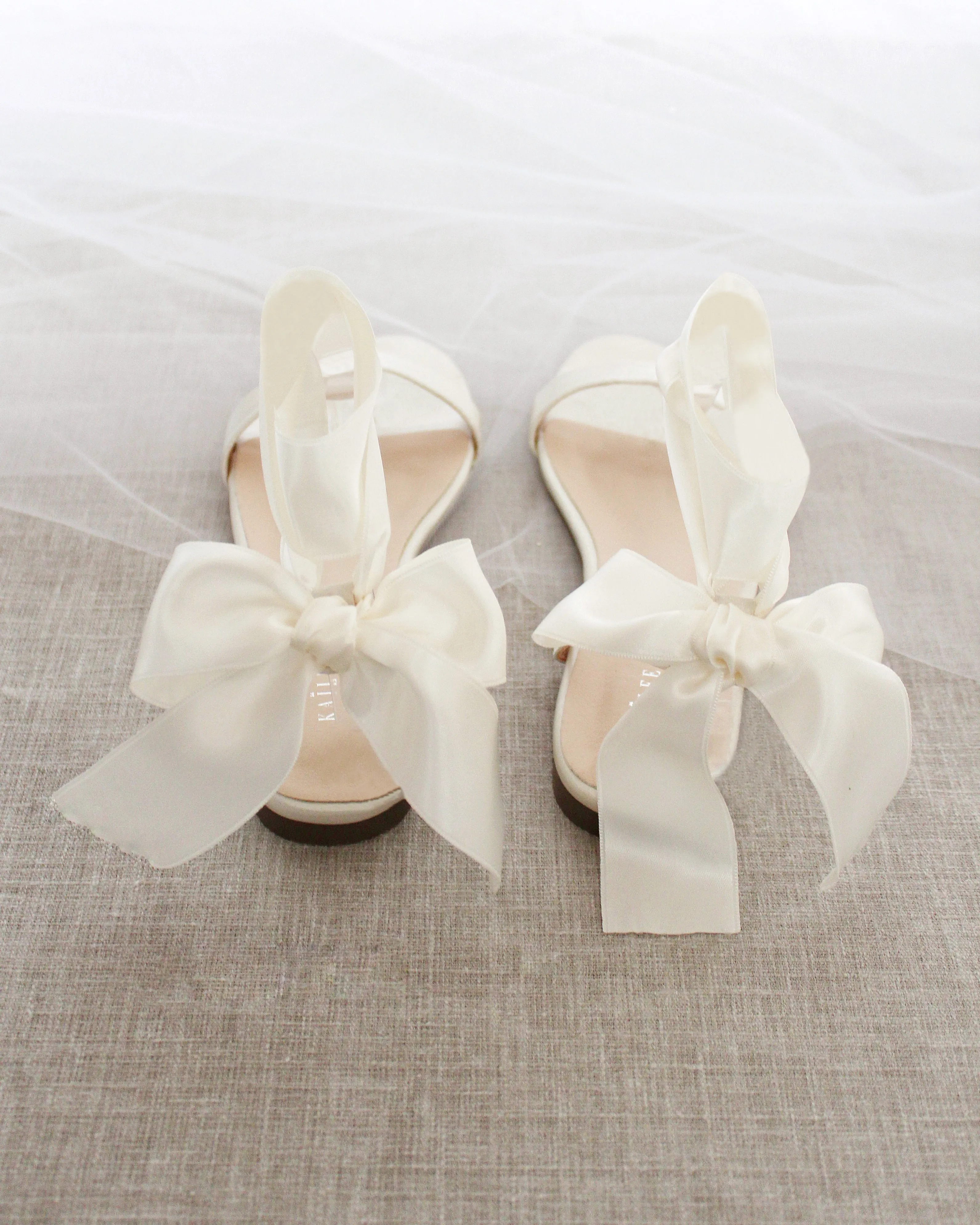 Satin Flat Sandal with Wrapped Satin Tie