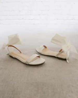 Satin Flat Sandal with Wrapped Satin Tie