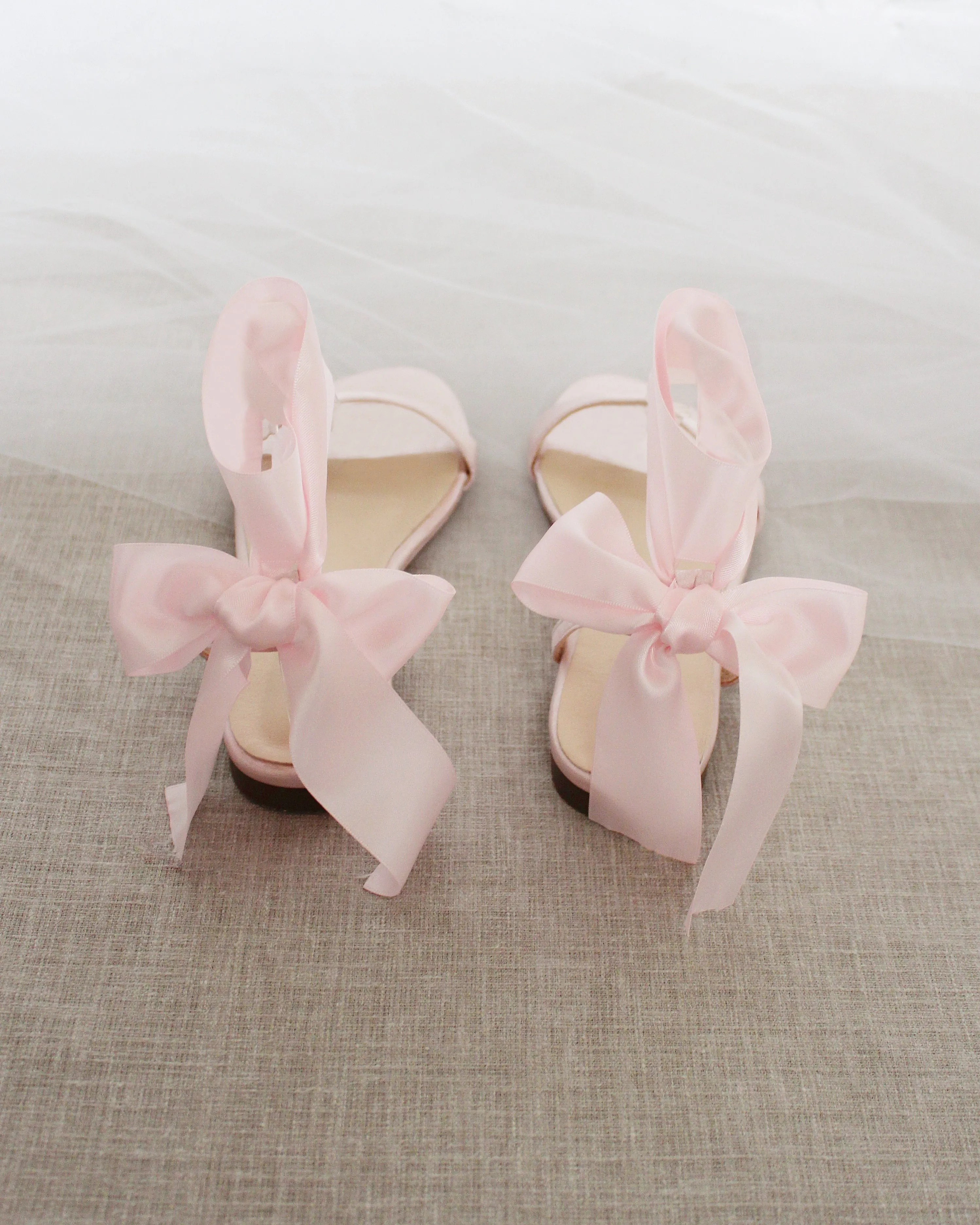 Satin Flat Sandal with Wrapped Satin Tie