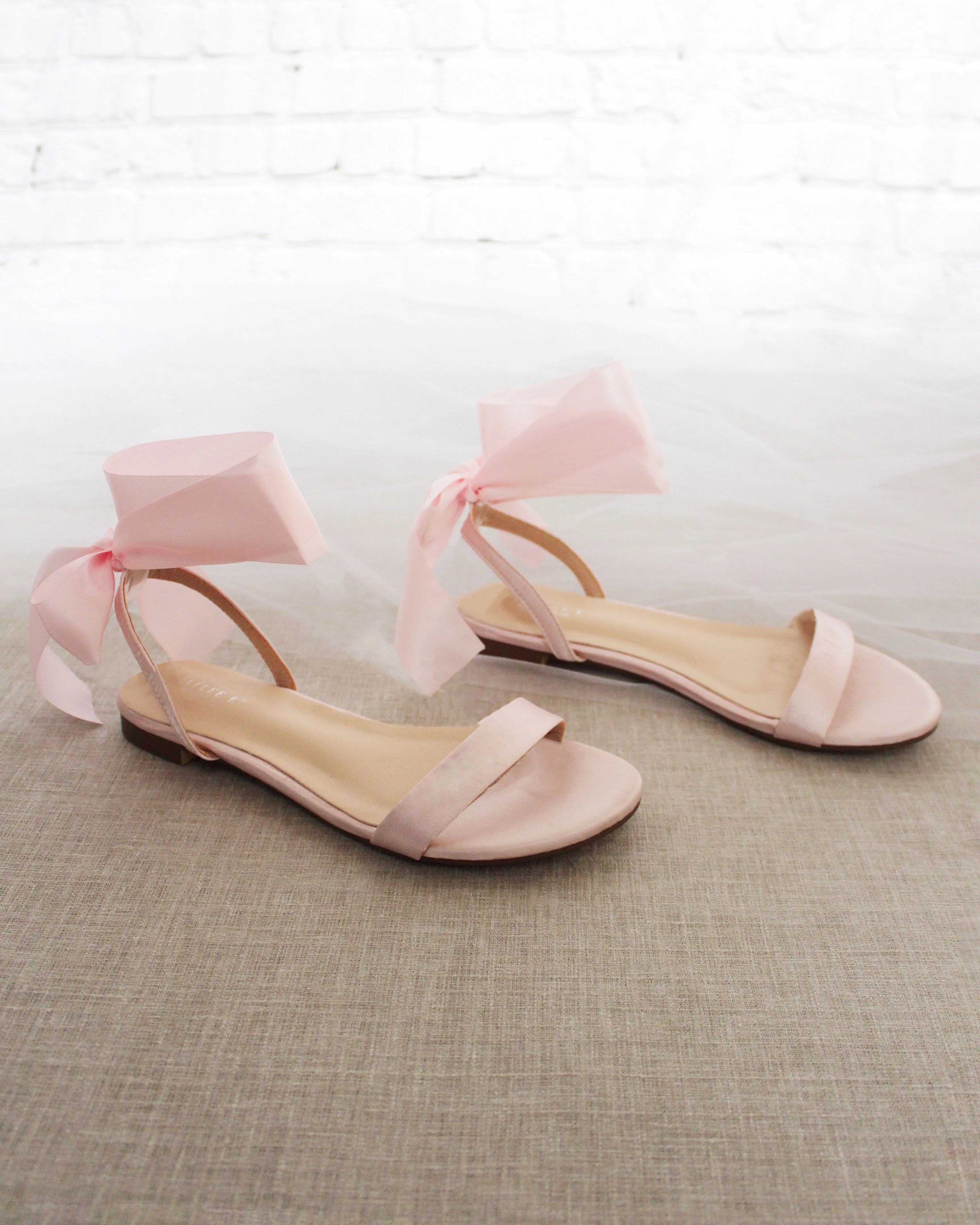 Satin Flat Sandal with Wrapped Satin Tie
