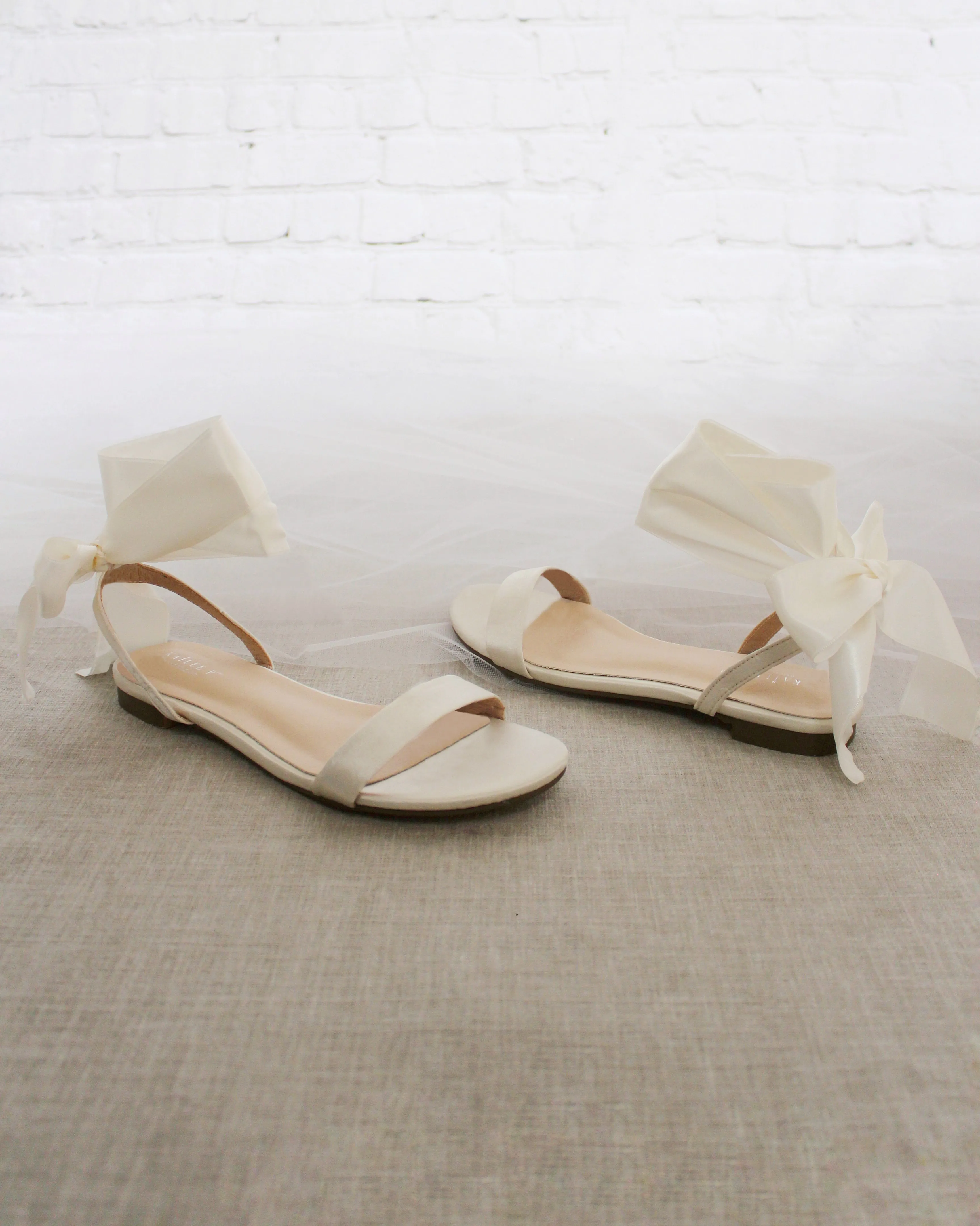 Satin Flat Sandal with Wrapped Satin Tie