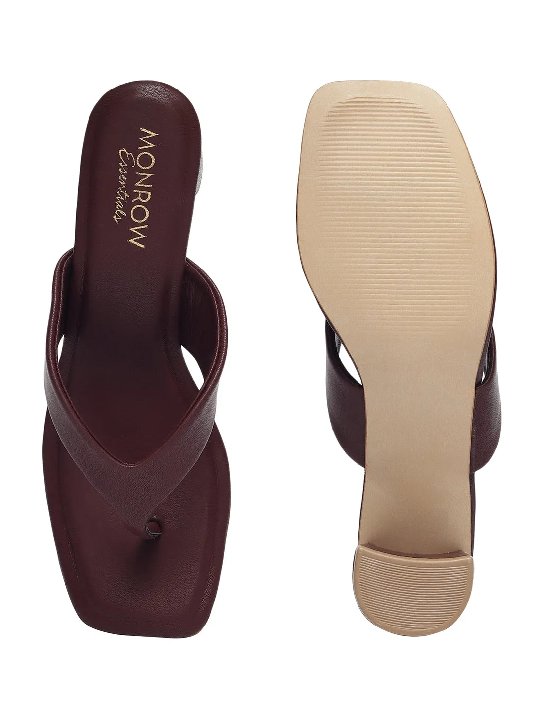 Serena Maroon Block Heels