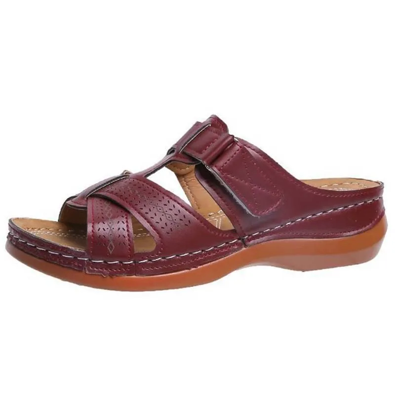 Shoes Artificial Leather Sandlas Wedge Shoes Bohemian Low Heels Slippers Ladies Sandals Femmes Chaussures