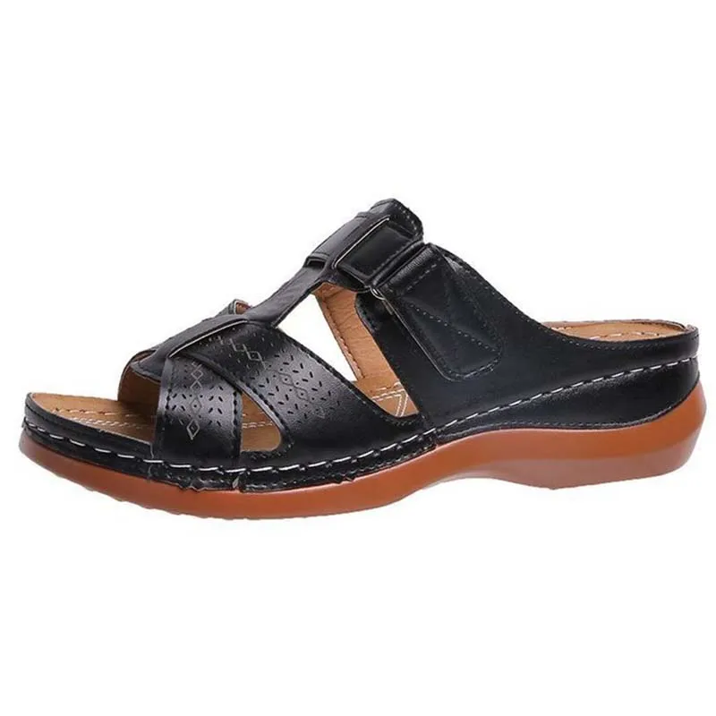 Shoes Artificial Leather Sandlas Wedge Shoes Bohemian Low Heels Slippers Ladies Sandals Femmes Chaussures