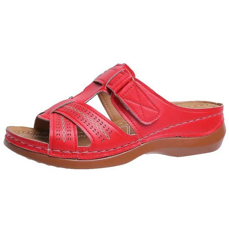 Shoes Artificial Leather Sandlas Wedge Shoes Bohemian Low Heels Slippers Ladies Sandals Femmes Chaussures