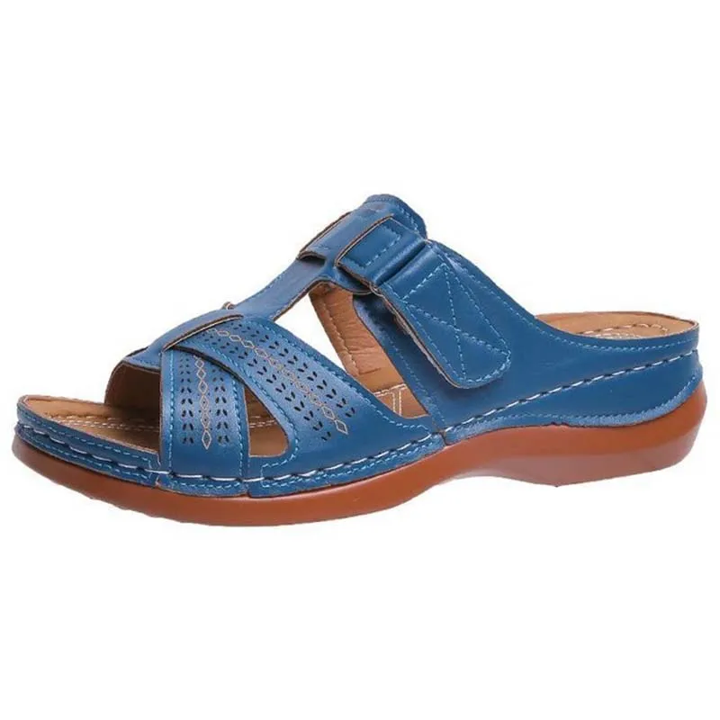 Shoes Artificial Leather Sandlas Wedge Shoes Bohemian Low Heels Slippers Ladies Sandals Femmes Chaussures
