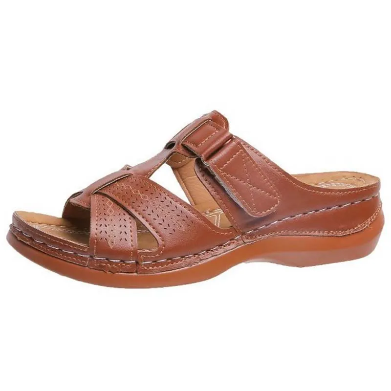 Shoes Artificial Leather Sandlas Wedge Shoes Bohemian Low Heels Slippers Ladies Sandals Femmes Chaussures