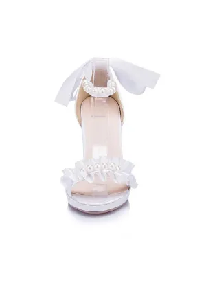 Simple Satin Upper Open Toe Stiletto Heels