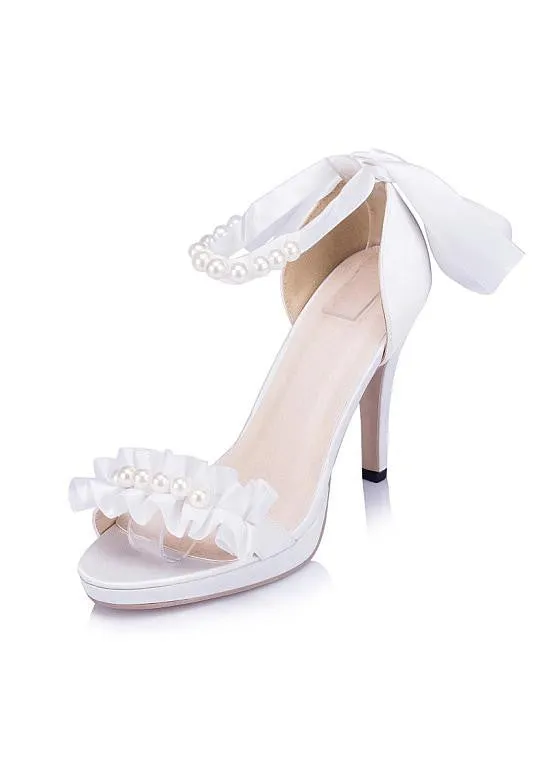 Simple Satin Upper Open Toe Stiletto Heels
