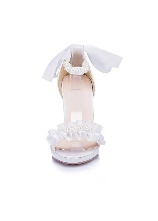Simple Satin Upper Open Toe Stiletto Heels
