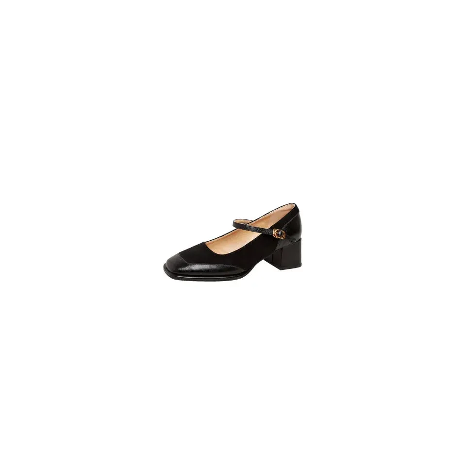 Square Toe Block Heels Pumps