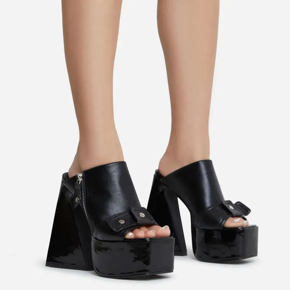 Square Toe Exposed Color Blocked Heels