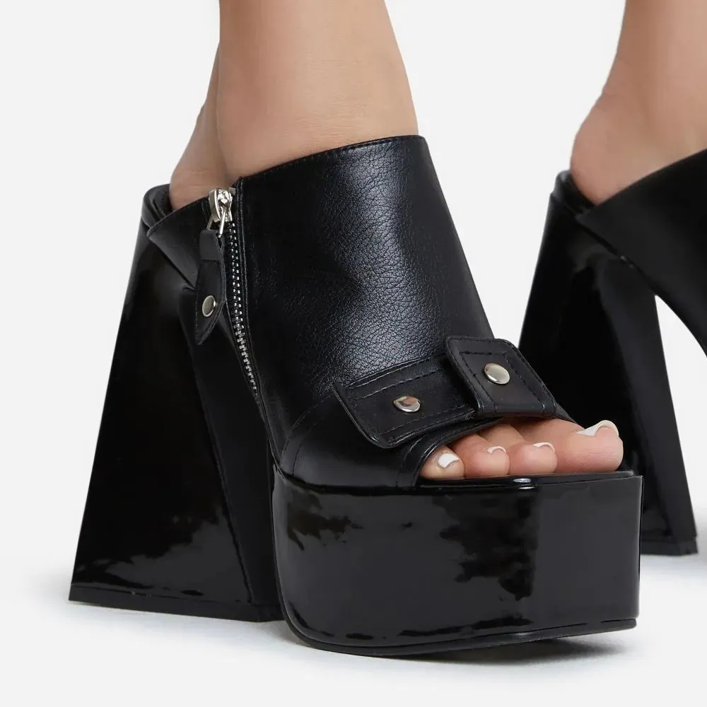 Square Toe Exposed Color Blocked Heels