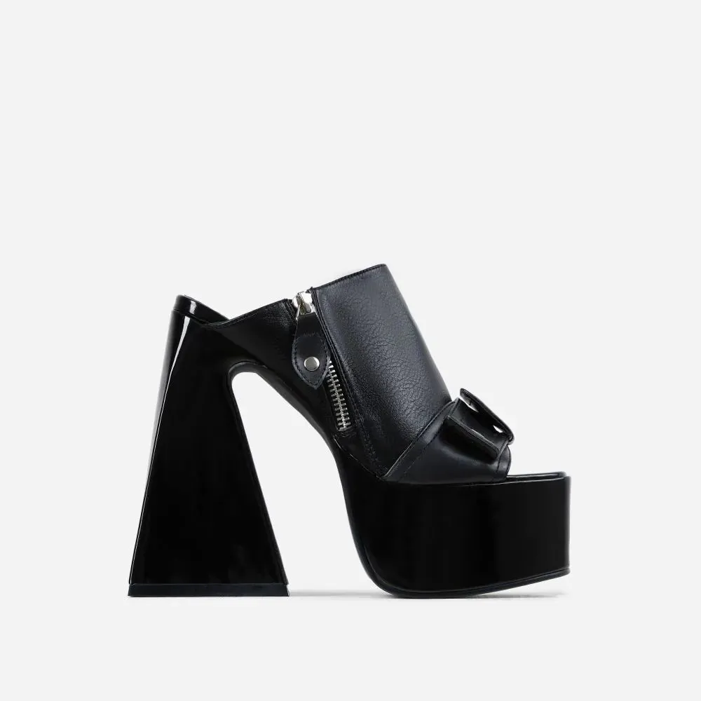 Square Toe Exposed Color Blocked Heels